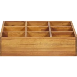 Jardinière lit surélevé plantes fleurs jardin à 60 x 60 x 15 cm bois marron