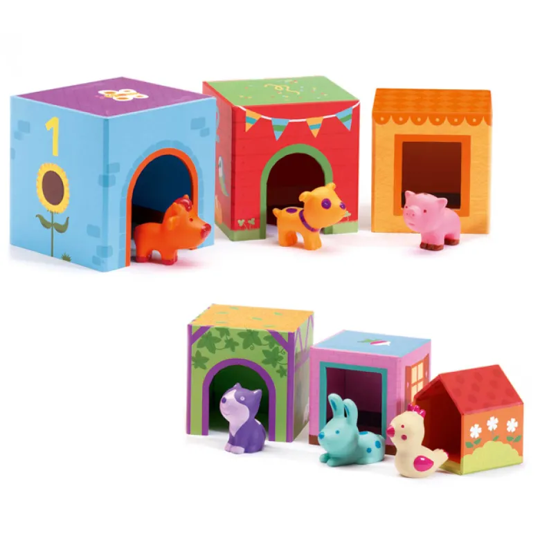 Jeu d'empilage cubes et animaux Topanifarm dès 18 mois Djeco