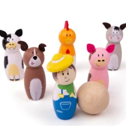 Jeu de quilles de ferme en bois