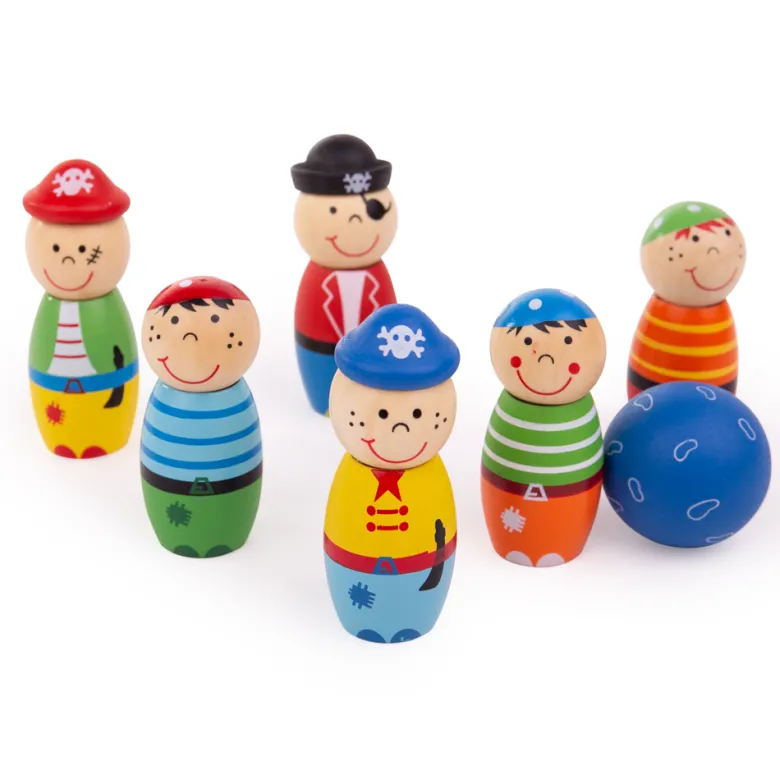 Jeu de quilles de pirate en bois