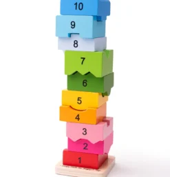 Jeu de tour de nombres en bois