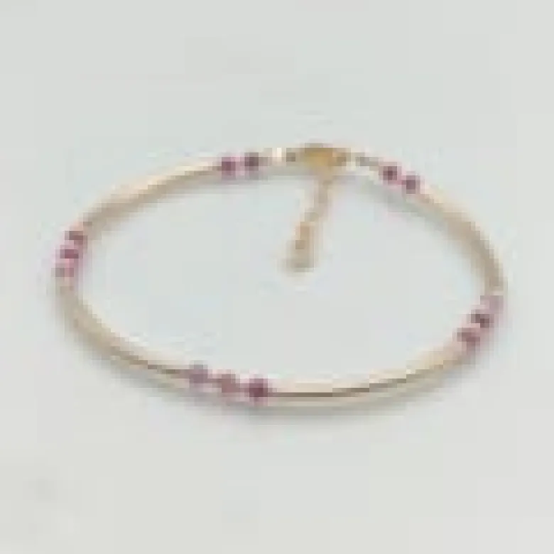 Jonc artisanal en goldfilled et rubis