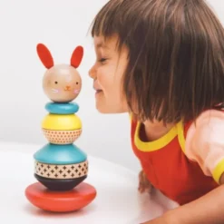 Jouet lapin à empiler en bois