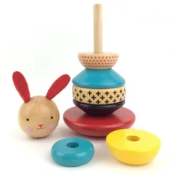 Jouet lapin à empiler en bois
