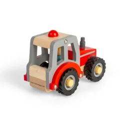 Jouet mini tracteur rouge en bois