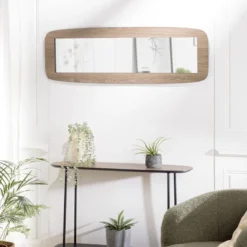 Julia - miroir rectangulaire bois 120x40cm angles arrondis marron