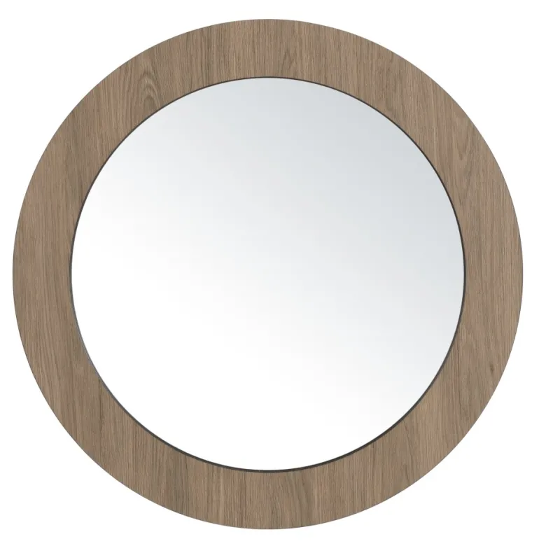 Julia - miroir rond d80cm en bois marron