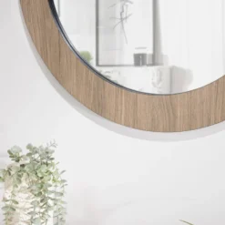 Julia - miroir rond d80cm en bois marron