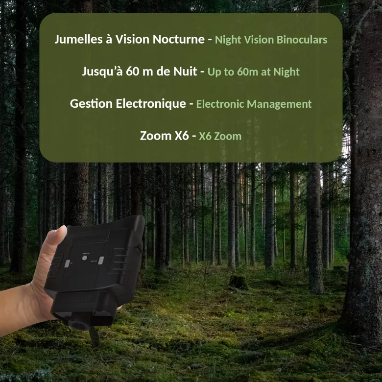 Jumelles vision nocturne 60m zoom x6 7 modes ir écran lcd 10h