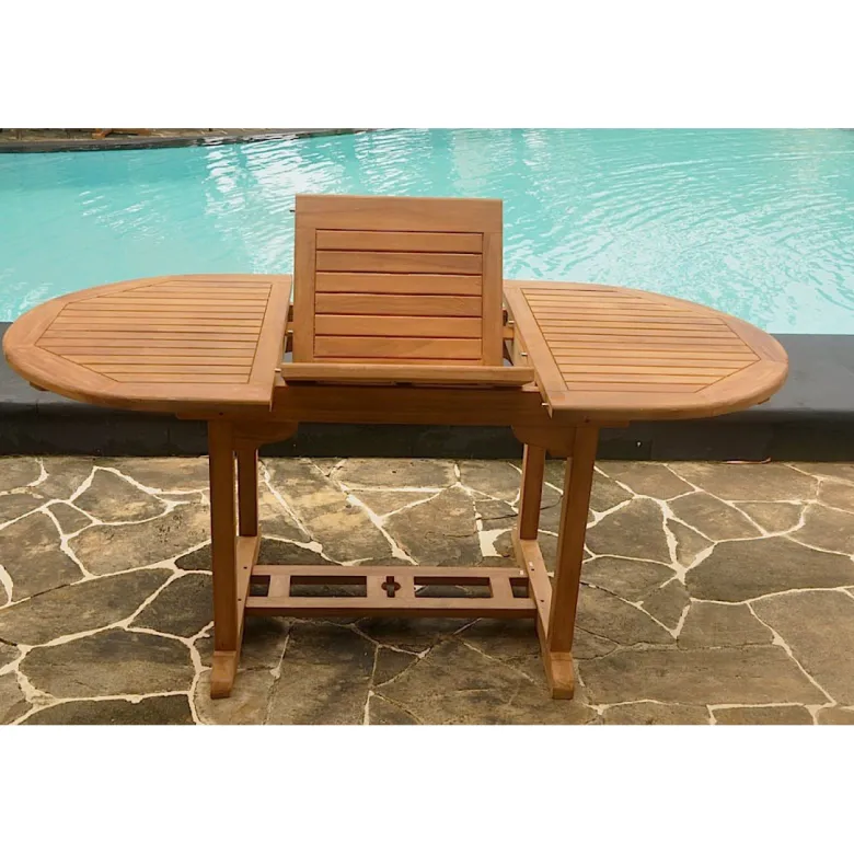 Kajang table de jardin ovale extensible en teck brut 6 personnes