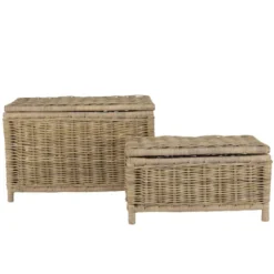 Kally - set de 2 coffres de rangement rectangulaires en kubu naturel