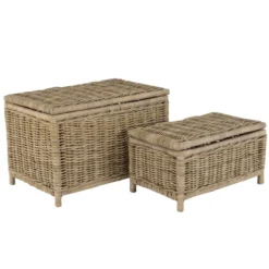 Kally - set de 2 coffres de rangement rectangulaires en kubu naturel