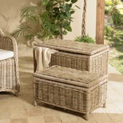 Kally - set de 2 coffres de rangement rectangulaires en kubu naturel