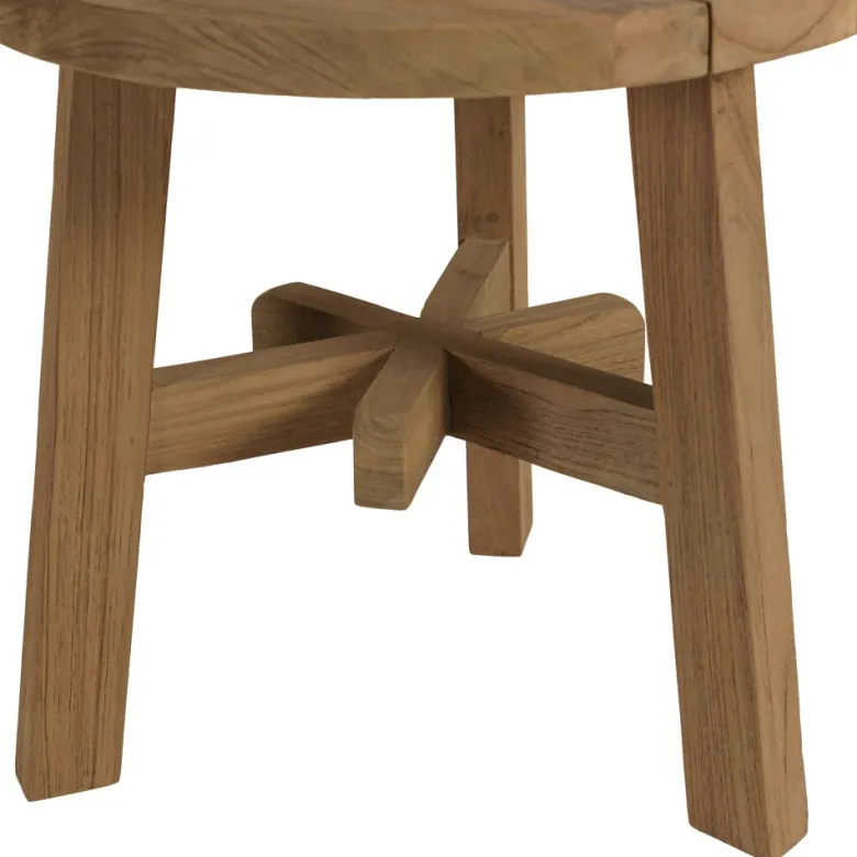 Kally - table d'appoint ronde en bois de teck recyclé naturel d47cm