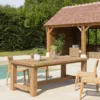 Kally - table à manger de jardin 220cm bois teck recyclé pieds droits