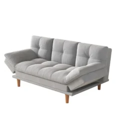 Kalmar canapé convertible et modulable 3 places en tissu gris clair