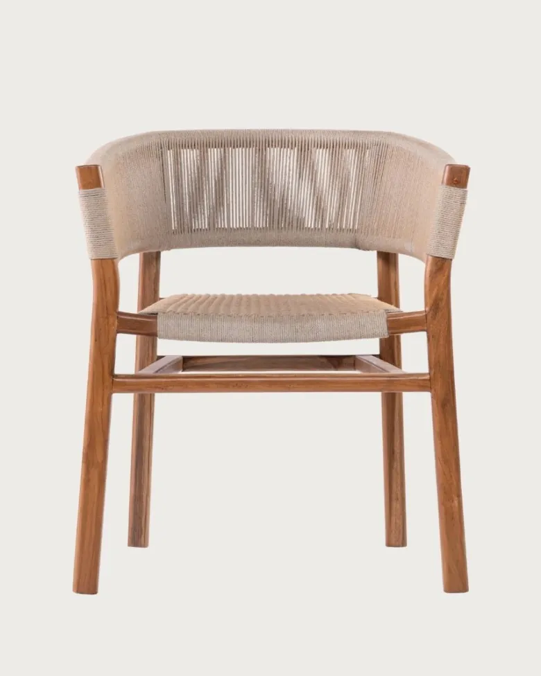 Kanoa - chaise en teck massif et corde beige