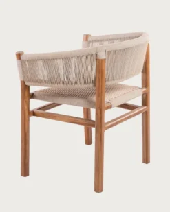 Kanoa - chaise en teck massif et corde beige