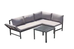 Katea salon de jardin bas 4 places gris clair
