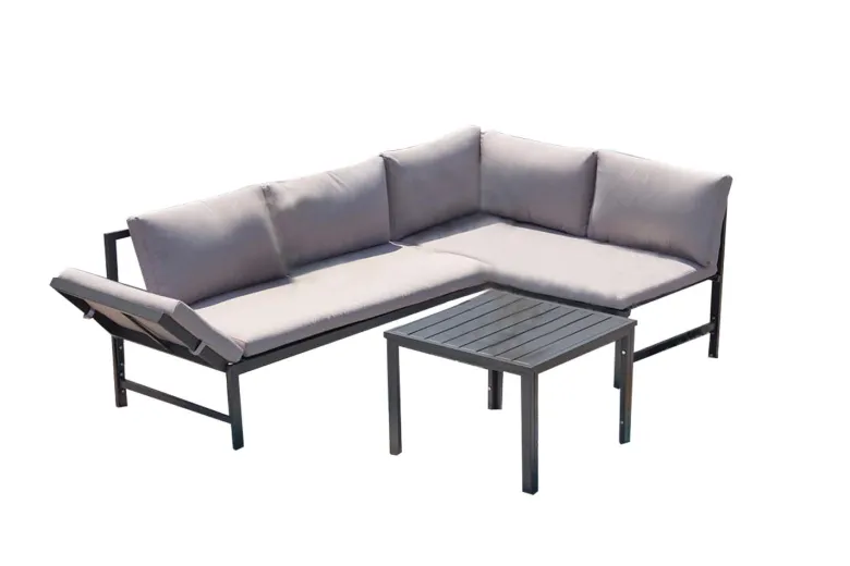 Katea salon de jardin bas 4 places gris clair