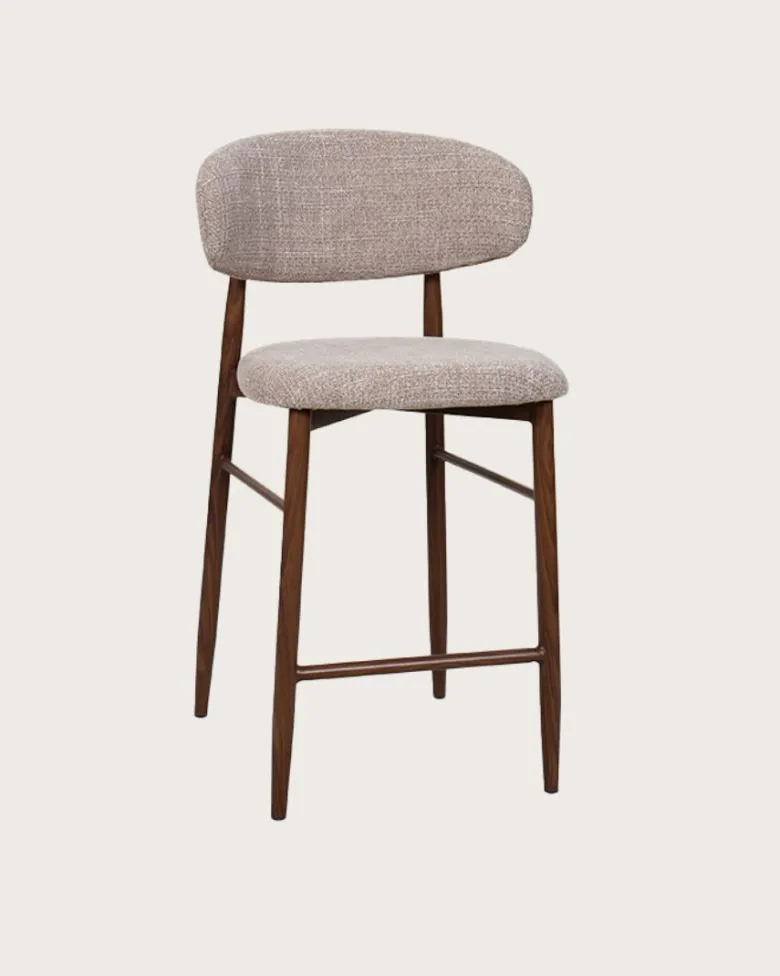 Kerin - chaise de bar en tissu et pieds métal