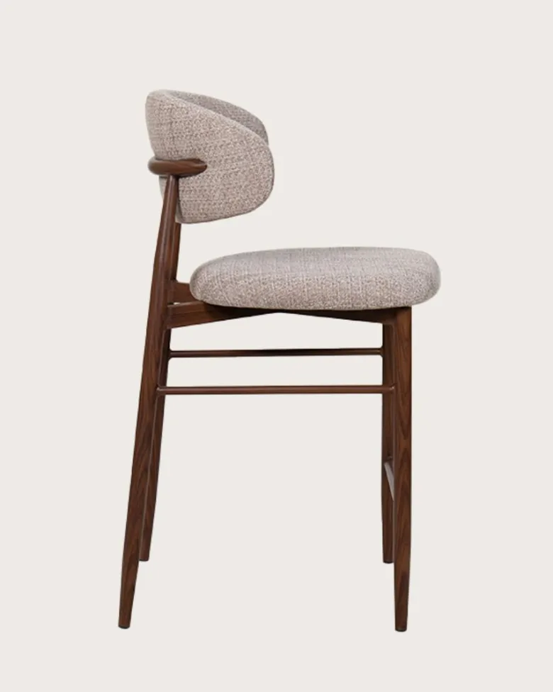 Kerin - chaise de bar en tissu et pieds métal