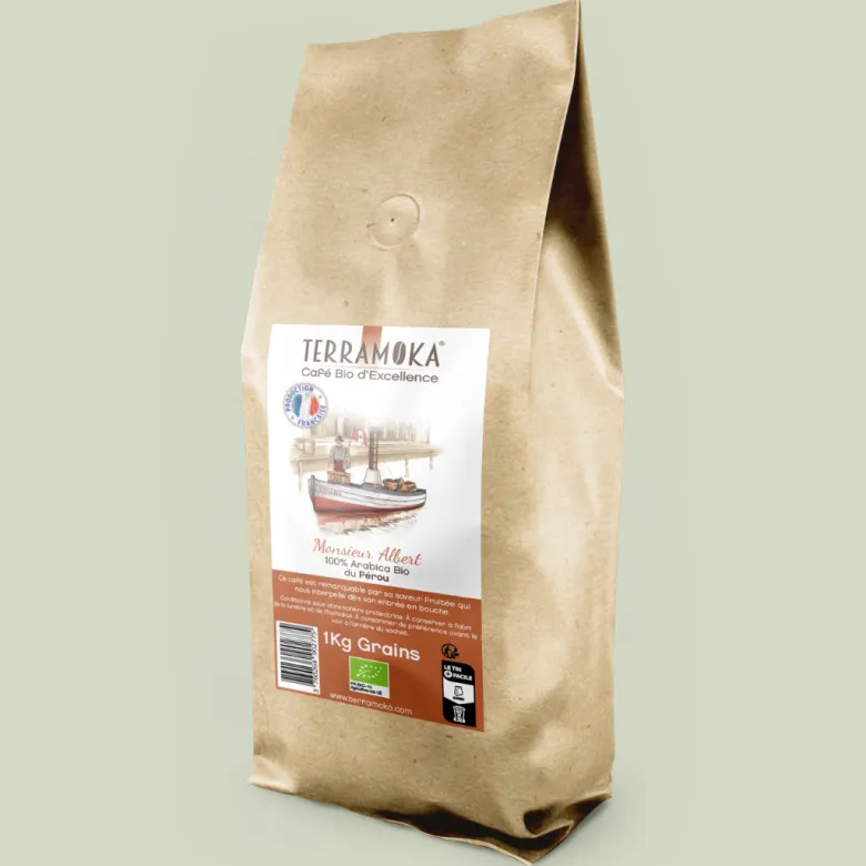 1 kg de café en grain bio du pérou