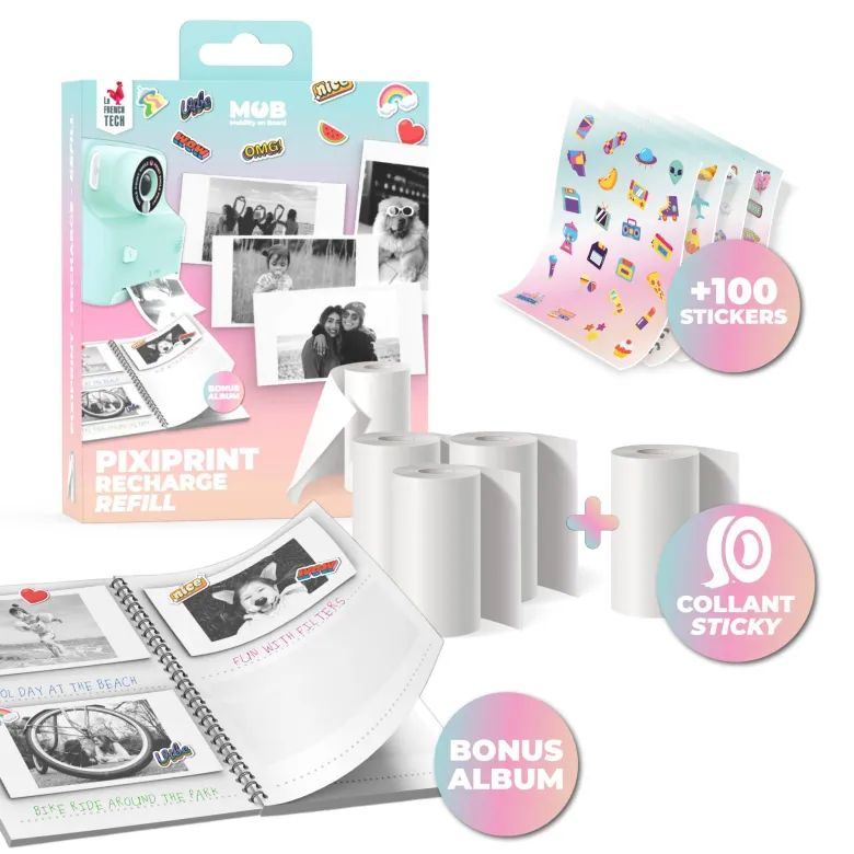 Kit créatif pixiprint - 4 rouleaux + album, 300 photos - mob