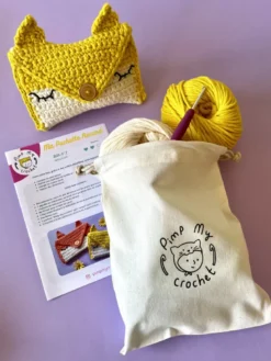 Kit de crochet : 2 kits le pot kawaï et la pochette renard