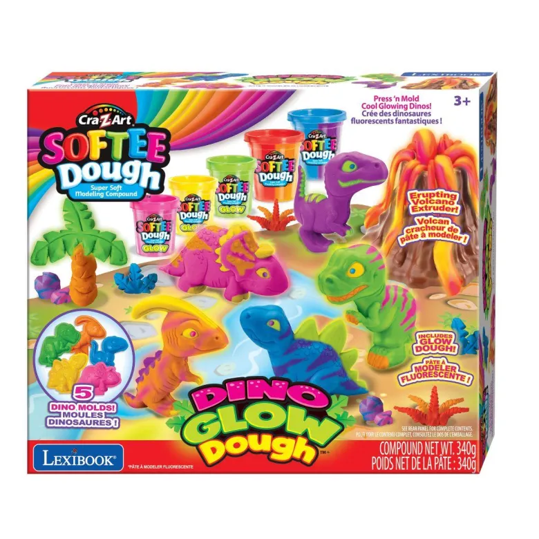 Kit de dinosaures en pâte à modeler malléable et fluorescente