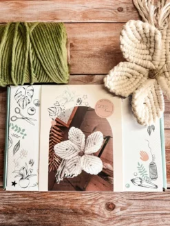 Kit diy fleur en macramé avocat – déco murale bohème à créer soi même