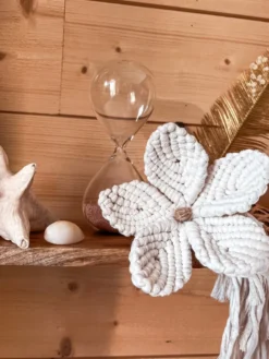 Kit diy fleur en macramé ecru – déco murale bohème à créer soi même