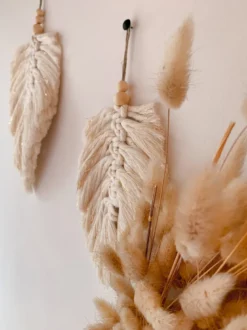 Kit diy plumes macramé jungle - créez votre déco murale bohème