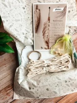 Kit diy plumes macramé terracotta - créez votre déco murale bohème