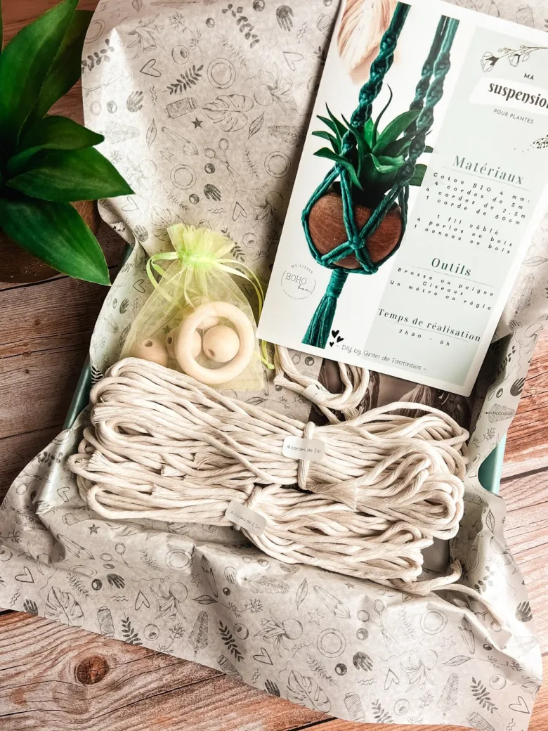 Kit diy suspension macramé agave - créez votre décoration pour plantes