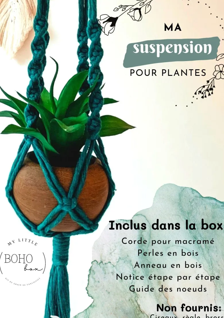 Kit diy suspension macramé agave - créez votre décoration pour plantes