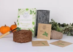 Kit jardinage - mon premier potager : basilic, ciboulette, persil, pot textile