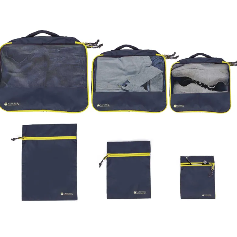 Kit organiseur 6 pochettes de voyage bleu marine