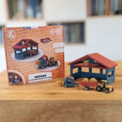 Kit tracteur et sa ferme en bois coloré
