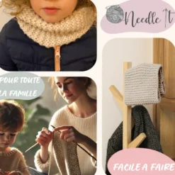 Kit tricot tour de cou bleu
