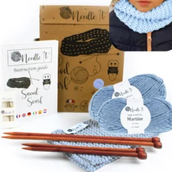 Kit tricot tour de cou bleu