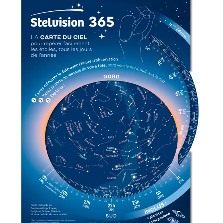 La carte du ciel Stelvision 365 pour repérer les étoiles toute l'année