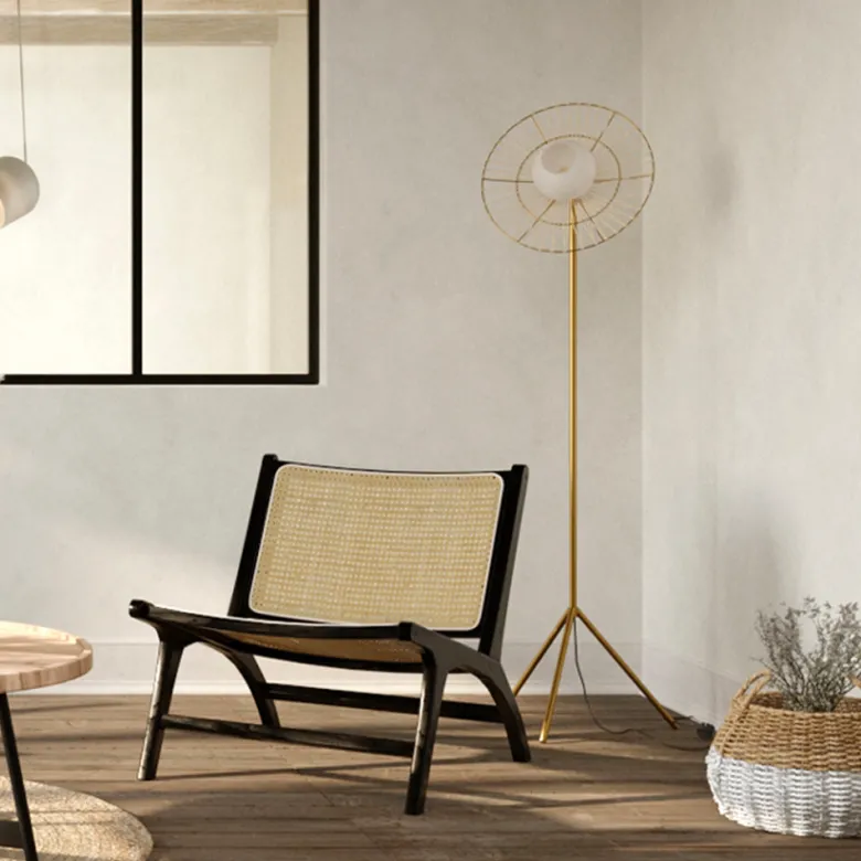 Lampadaire en métal doré 156 cm - bandia