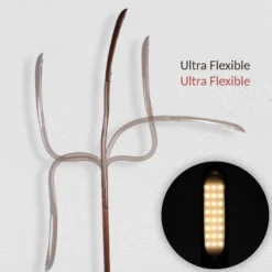 Lampadaire led effet bois wengé 3 températures tête flexible tactile