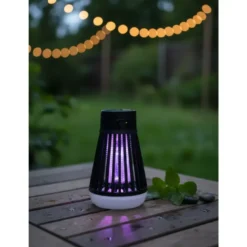 Lampe anti-moustiques rechargeable 2 en 1 : piège uv et lampe de camping noir