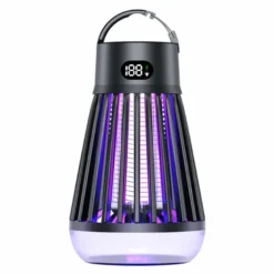 Lampe anti-moustiques rechargeable 2 en 1 : piège uv et lampe de camping noir