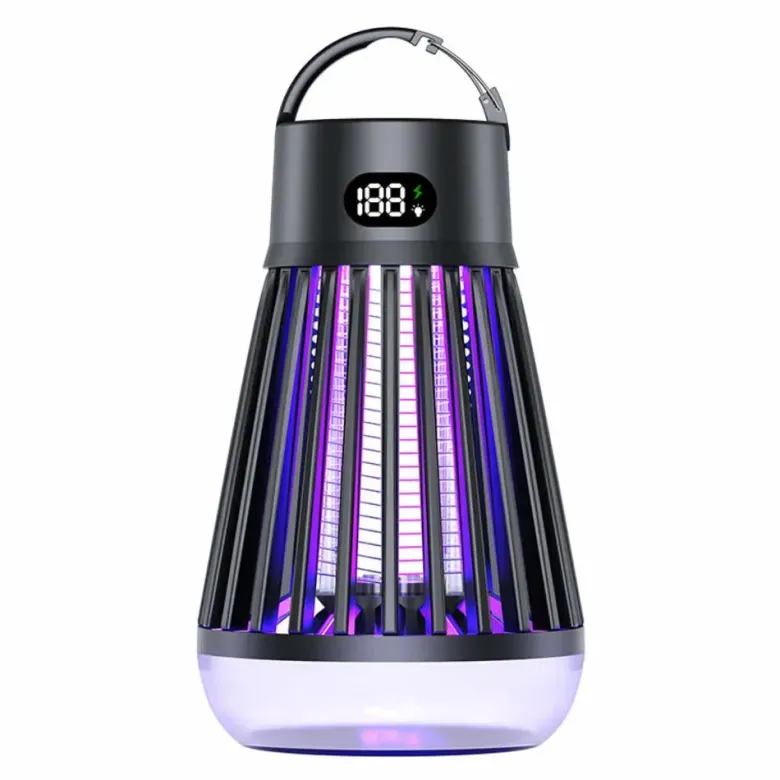 Lampe anti-moustiques rechargeable 2 en 1 : piège uv et lampe de camping noir