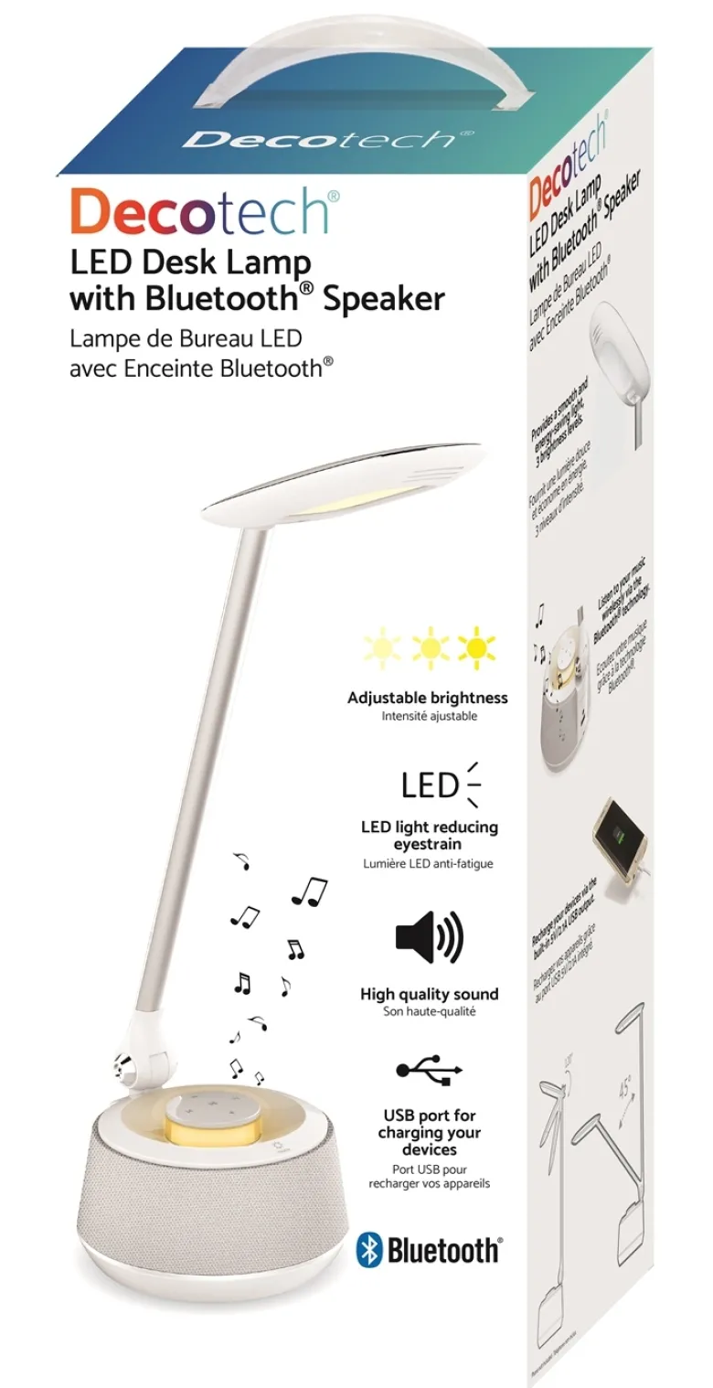 Lampe de bureau avec lumières led et enceinte bluetooth