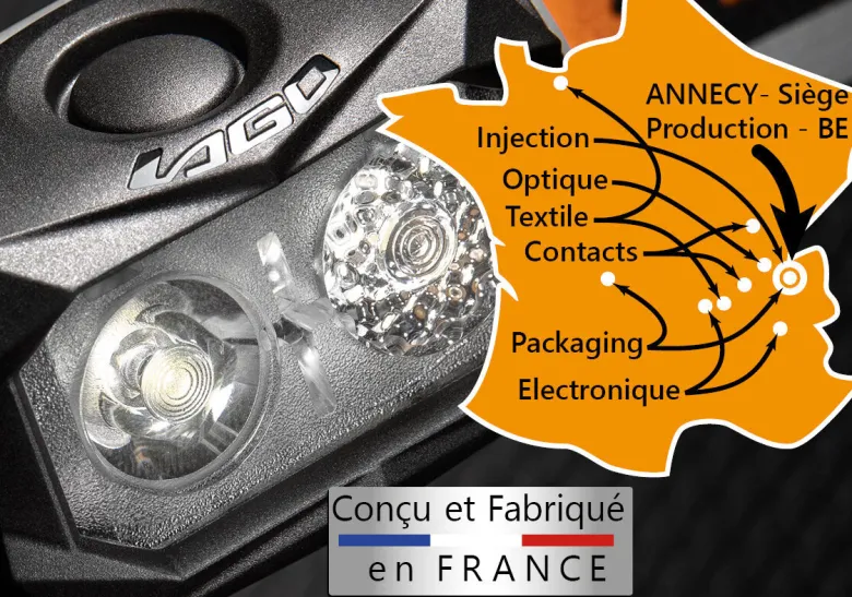 Lampe frontale bxr2.0 fabrication france