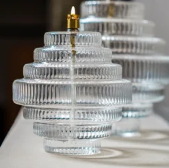 Lampe à huile twin en verre strié transparent taille m peri living